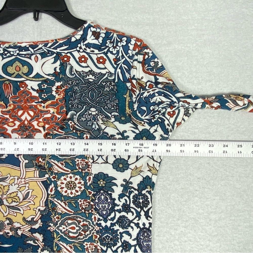 Chico's Paisley Floral Patchwork Top Womens 1 (M/8) Multicolor 3/4 Sleeve V Neck - Picture 10 of 12